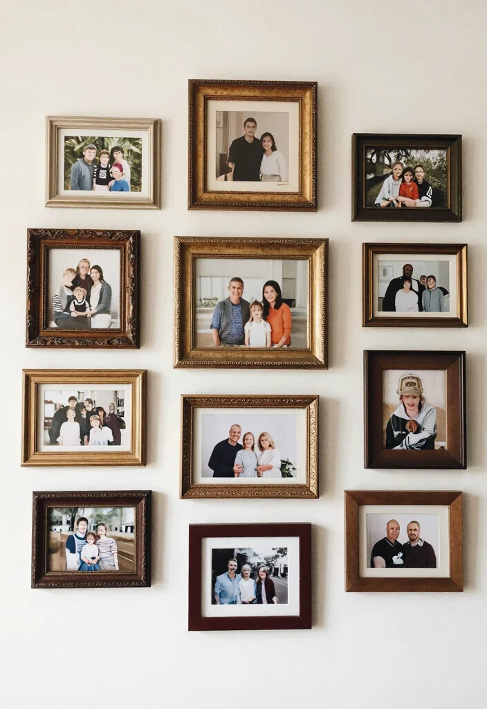 16 Farmhouse Wall Decor Ideas With Rustic Charm - 4. Vintage Frames Filled with Memories 1