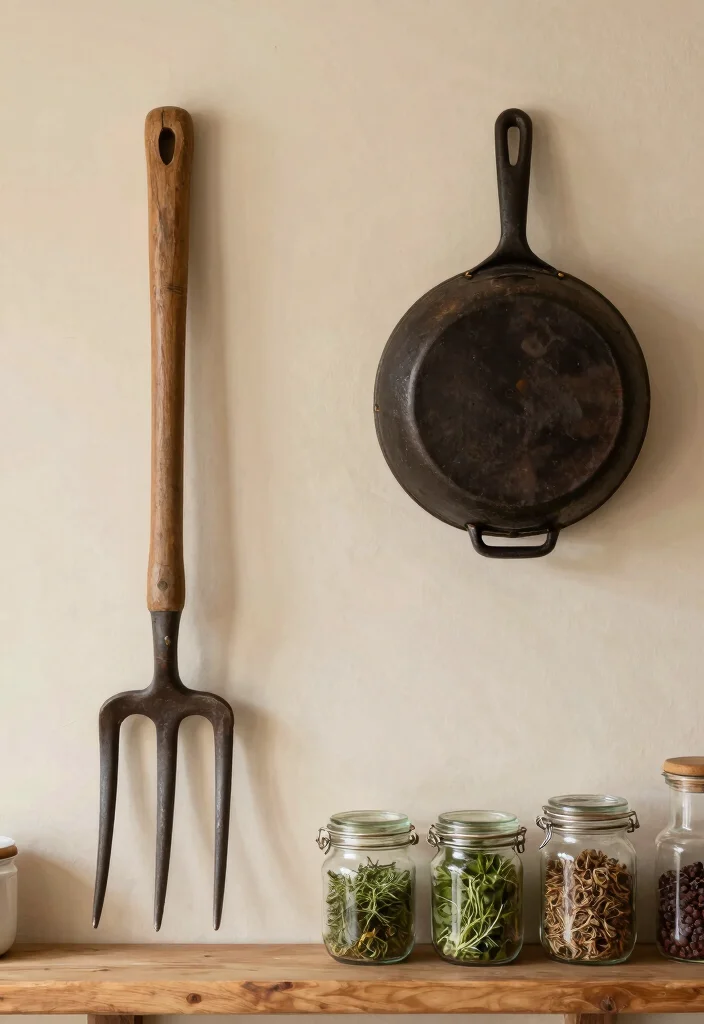 16 Farmhouse Wall Decor Ideas With Rustic Charm - 8. Vintage Farm Tools and Implements 1