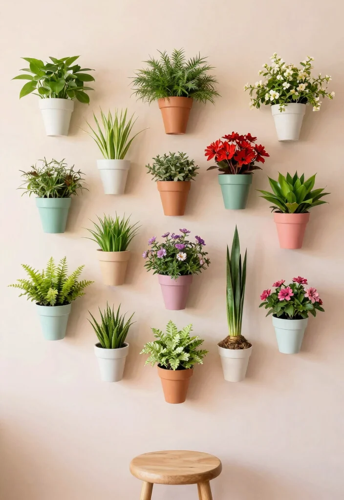 16 Hanging Flower Pots Ideas With Fresh Garden Vibes - 11. DIY Hanging Flower Pot Wall Art 1