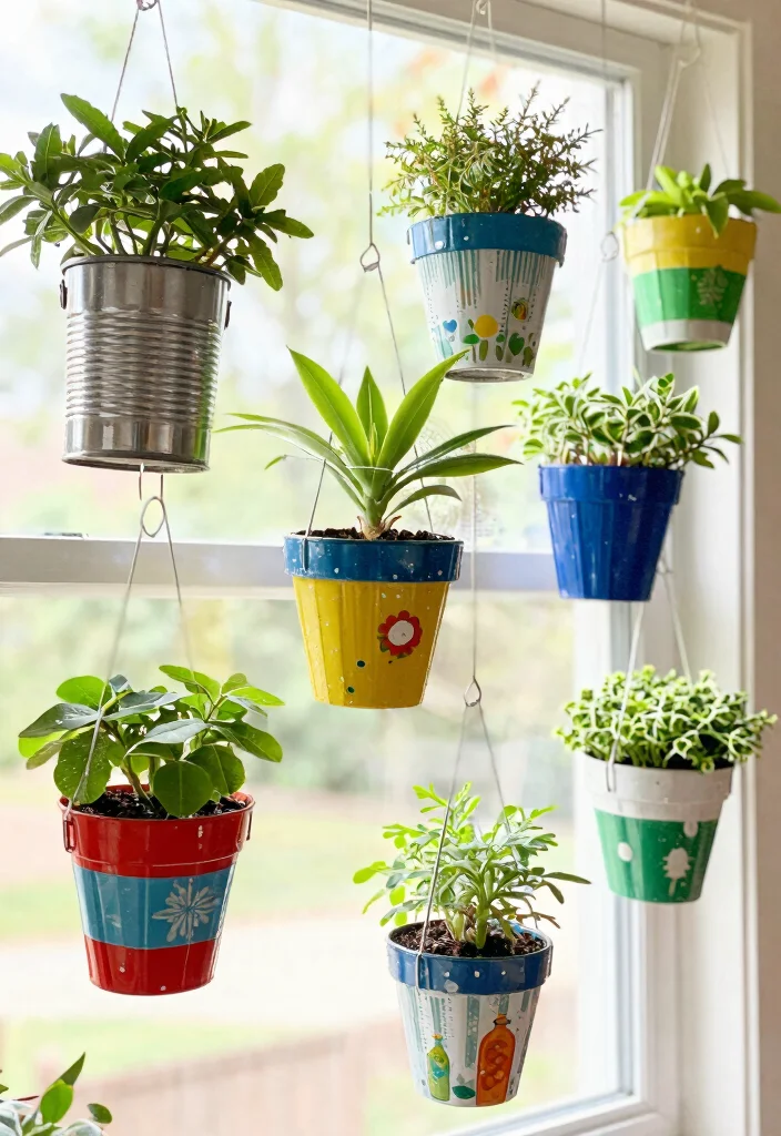 16 Hanging Flower Pots Ideas With Fresh Garden Vibes - 14. Hanging Planters Made from Recycled Materials 1