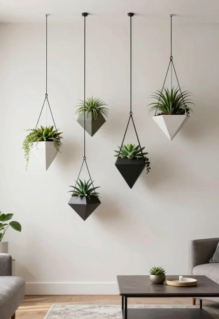 16 Hanging Flower Pots Ideas With Fresh Garden Vibes - 5. Modern Geometric Planters 1
