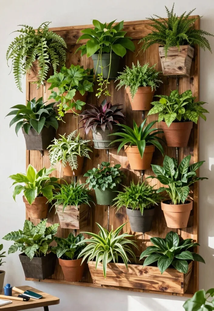 16 Hanging Flower Pots Ideas With Fresh Garden Vibes - 8. Vertical Plant Wall with Planters 1