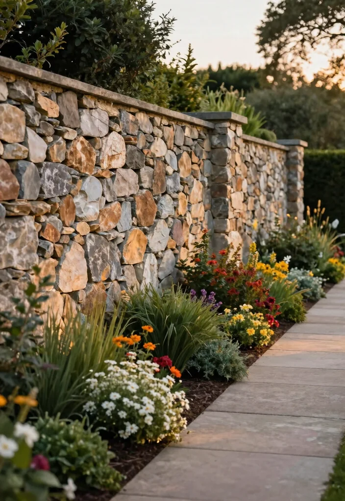 16 Outdoor Fence Ideas With Stylish Privacy Solutions - 5. Stone Wall Fencing 1