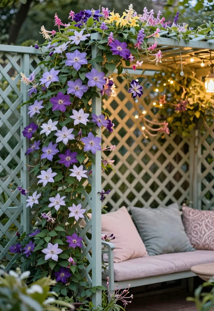 16 Outdoor Fence Ideas With Stylish Privacy Solutions - 6. Lattice Fencing with Climbing Plants 1