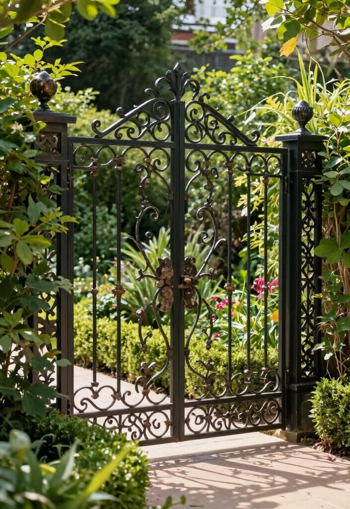 16 Outdoor Fence Ideas With Stylish Privacy Solutions - 8. Wrought Iron Fencing 1