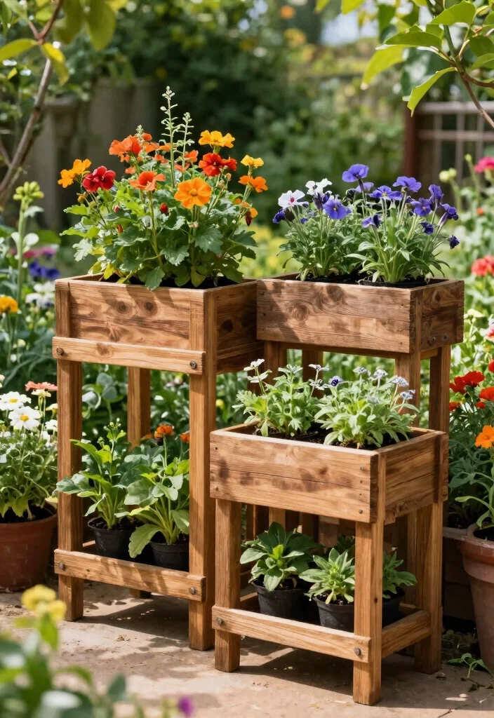 16 Outdoor Plant Stand Ideas That Elevate Your Garden - 1. Rustic Wooden Plant Stands 1