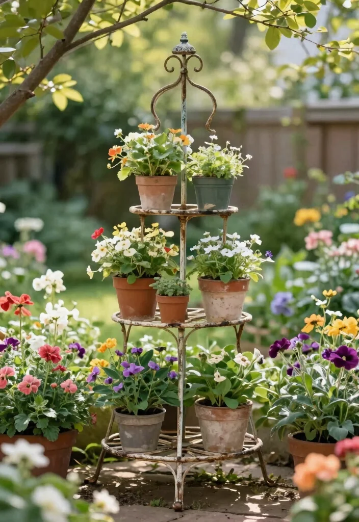 16 Outdoor Plant Stand Ideas That Elevate Your Garden - 3. Vintage-Style Plant Stands 1