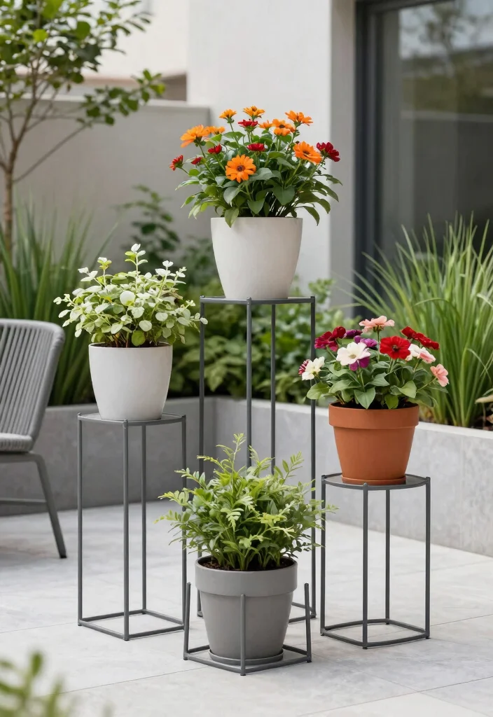16 Outdoor Plant Stand Ideas That Elevate Your Garden - 6. Metal Plant Stands 1