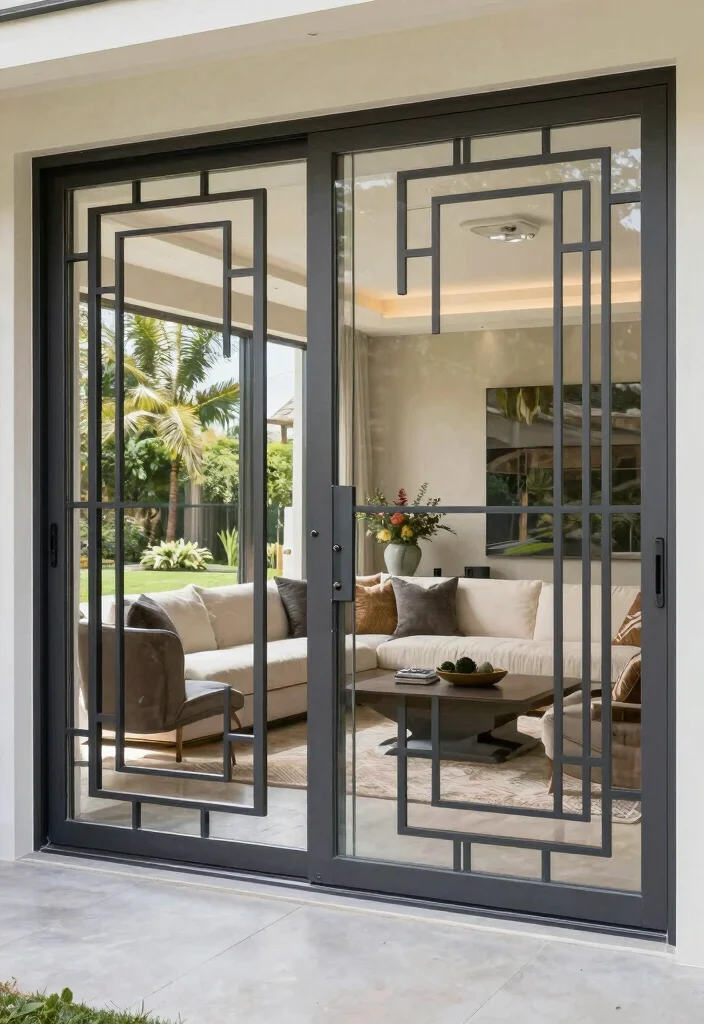 16 Sliding Patio Doors Ideas With Seamless Indoor Outdoor Flow - 15. Stylish Grilles 1