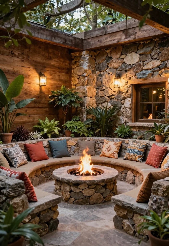16 Stone Firepits Backyard Ideas With Rustic Appeal - 12. Stone Firepit in an Enclosed Area 1
