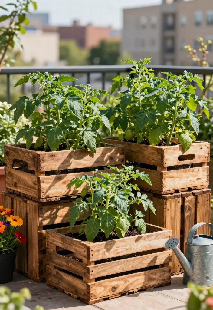 16 Tomato Planter Ideas That Maximize Growth - 1. Stacked Wooden Crates 1