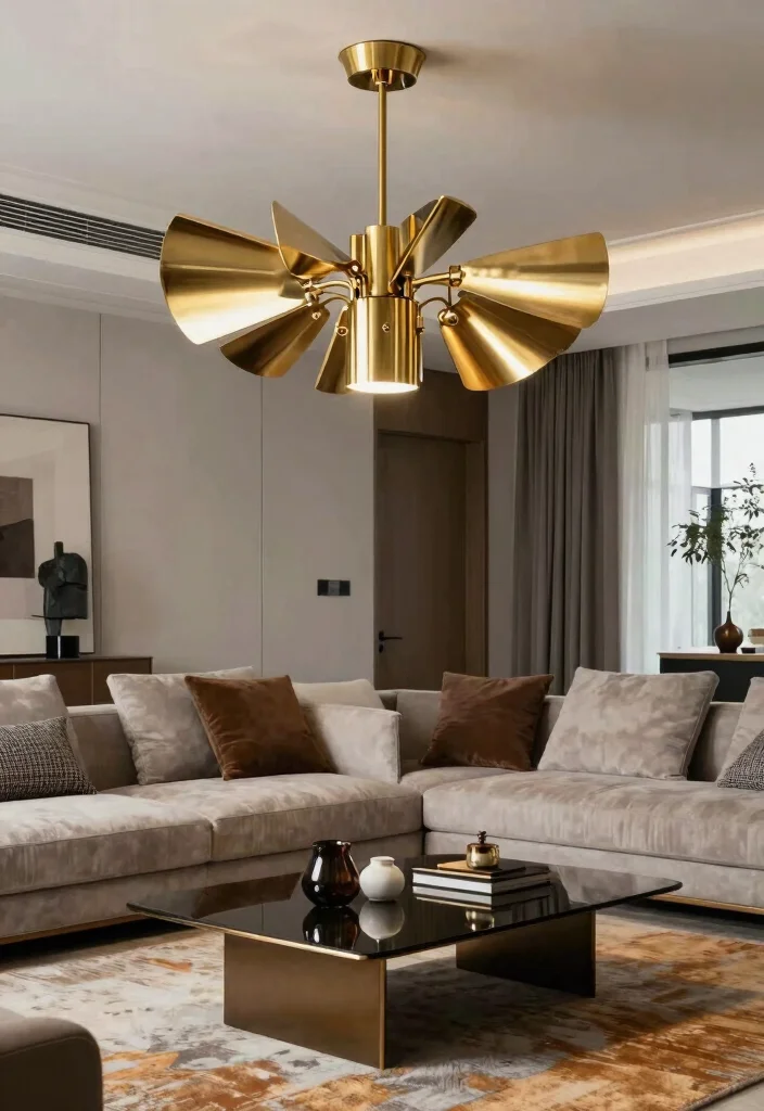17 Fandelier Ceiling Fan Ideas With Modern Luxury Vibes - 17. Luxe Metal Finishes 1