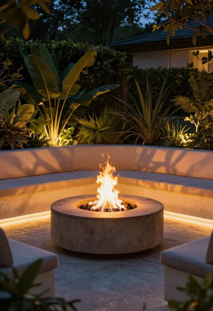 17 Fire Pit Patio Ideas That Bring Cozy Nights - 13. Fire Pit with Built-in Lighting 1