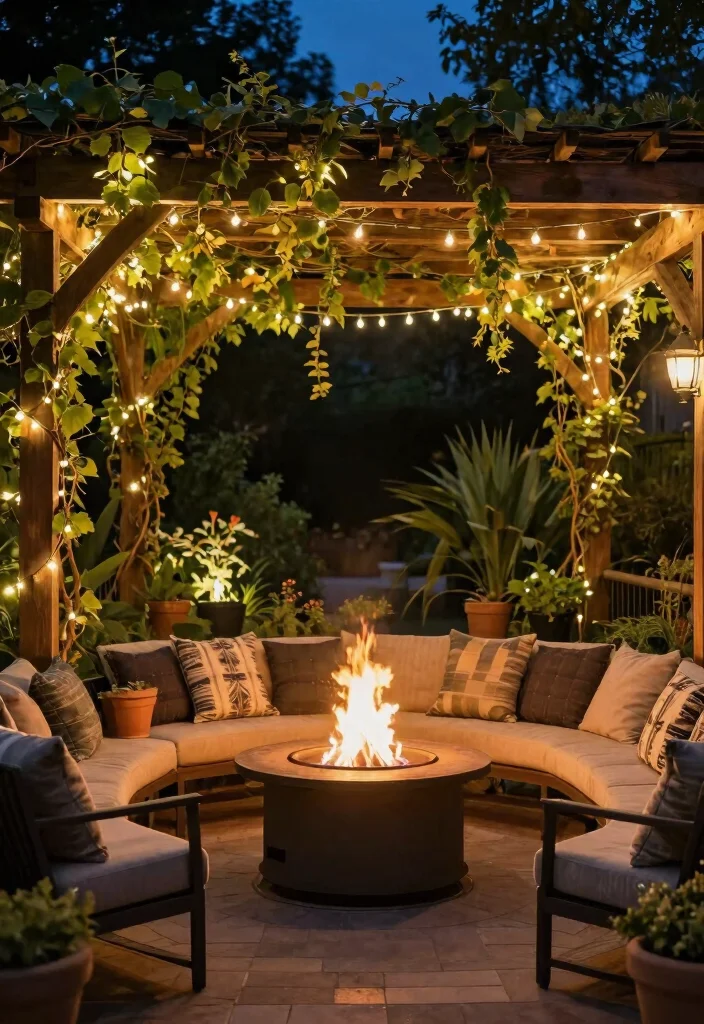 17 Fire Pit Patio Ideas That Bring Cozy Nights - 6. Fire Pit with a Pergola 1