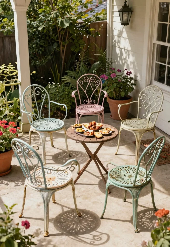 17 Front Porch Chairs Ideas With Relaxing Charm - 11. Vintage Garden Chairs 1