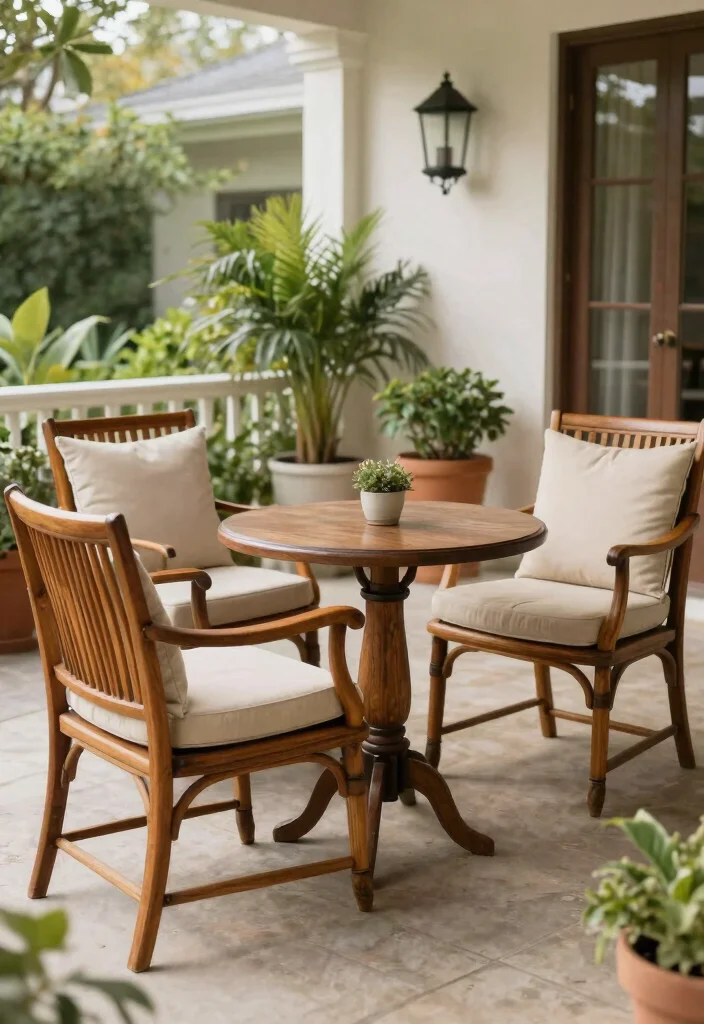 17 Front Porch Chairs Ideas With Relaxing Charm - 14. Classic Teak Chairs 1