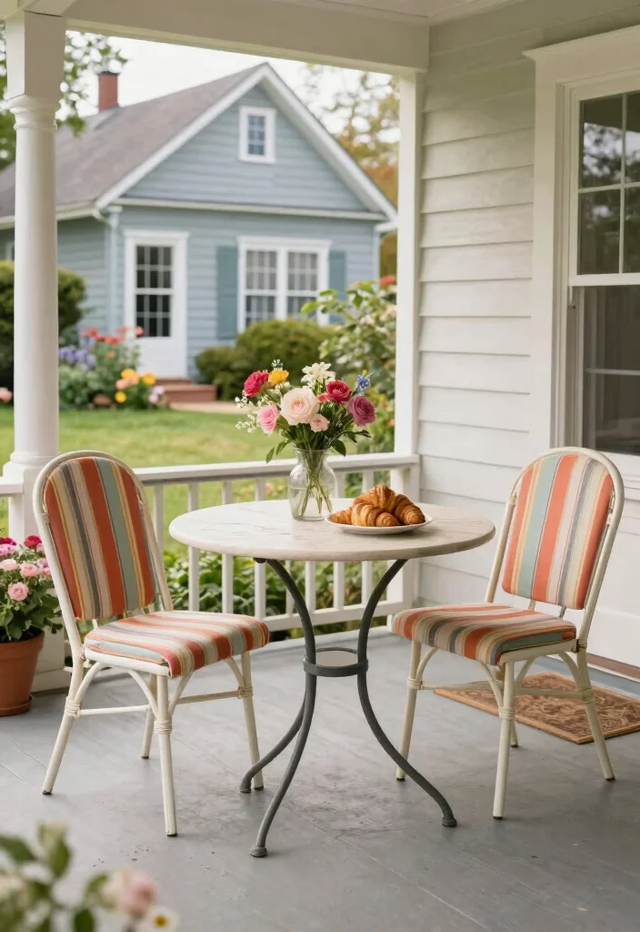 17 Front Porch Chairs Ideas With Relaxing Charm - 3. Bistro Style Bliss 1
