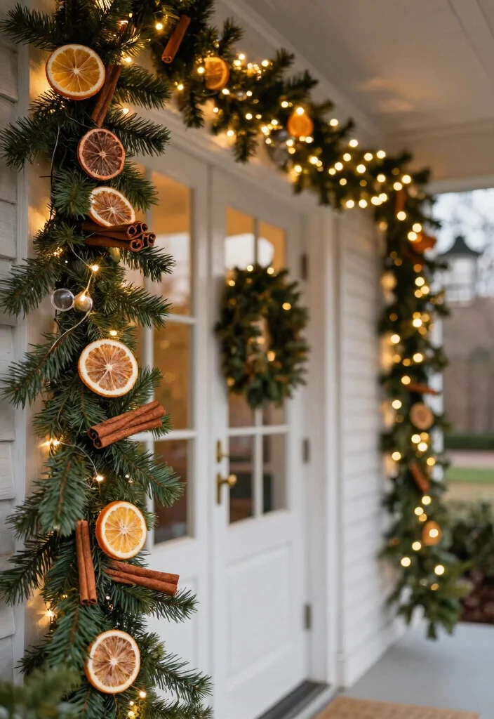 17 Front Porch Garland Christmas Ideas With Holiday Charm - 16. Seasonal Scent Infusions 1