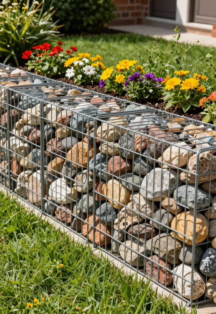 17 Front Yard Gates and Fences Ideas With Stunning Curb Appeal - 13. Gabion Fencing 1
