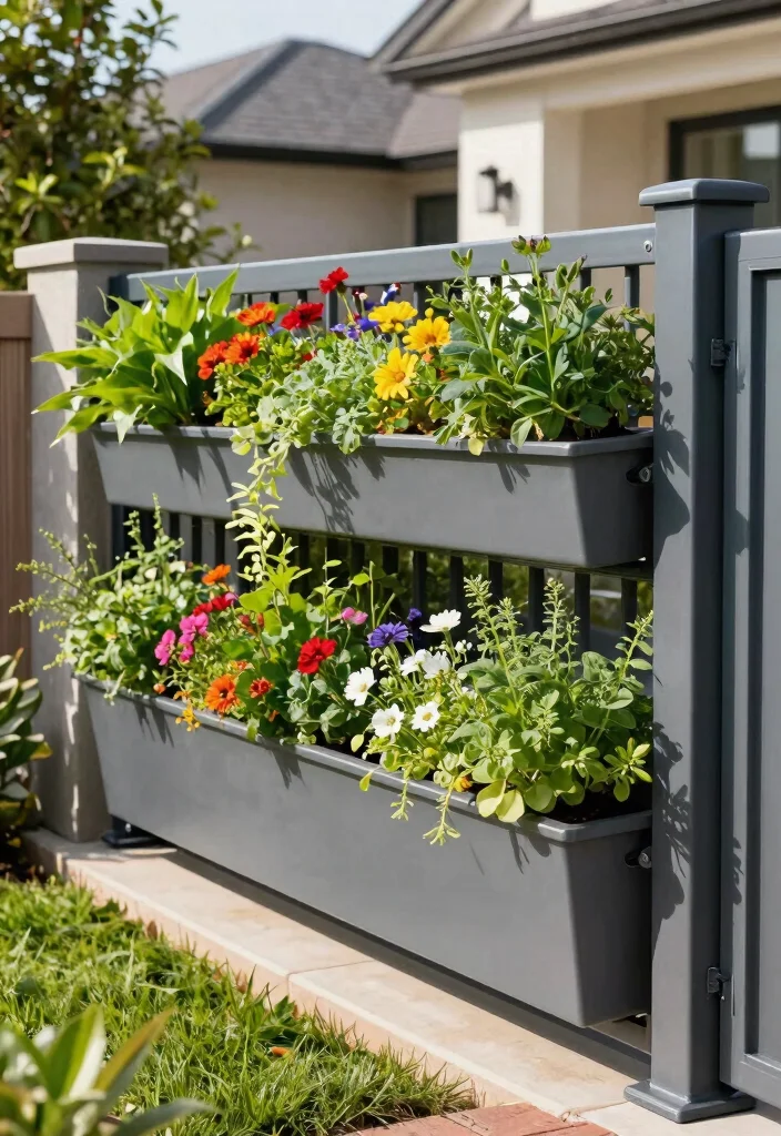 17 Front Yard Gates and Fences Ideas With Stunning Curb Appeal - 3. Metal Fencing with Vertical Gardens 1