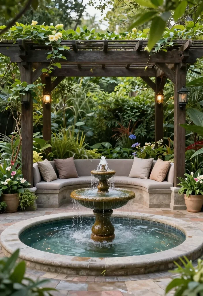 17 Garden Pergola Ideas That Elevate Your Backyard - 10. Pergola with Water Features 1