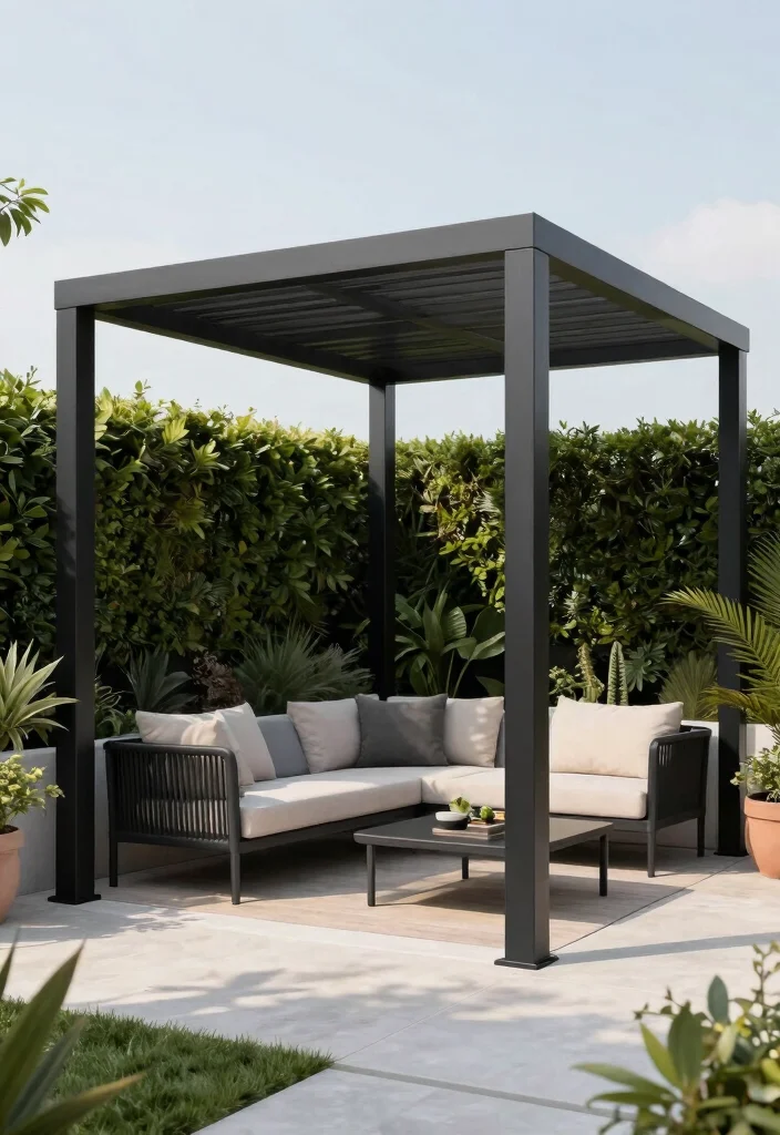 17 Garden Pergola Ideas That Elevate Your Backyard - 2. Minimalist Metal Pergola 1