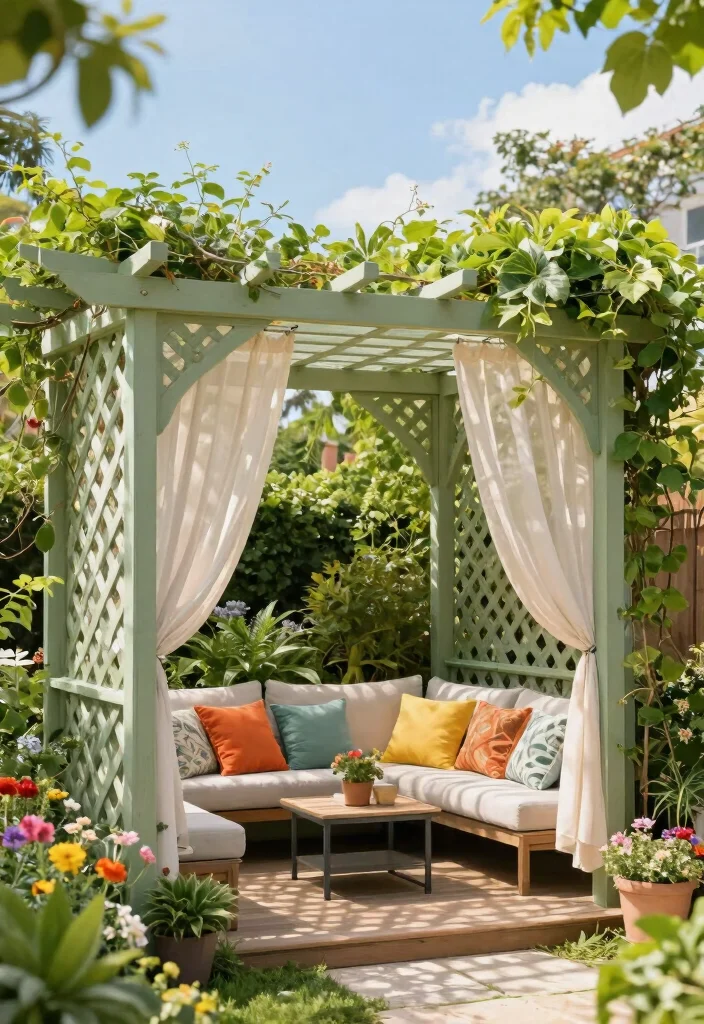 17 Garden Pergola Ideas That Elevate Your Backyard - 3. Lattice Pergola for Privacy 1