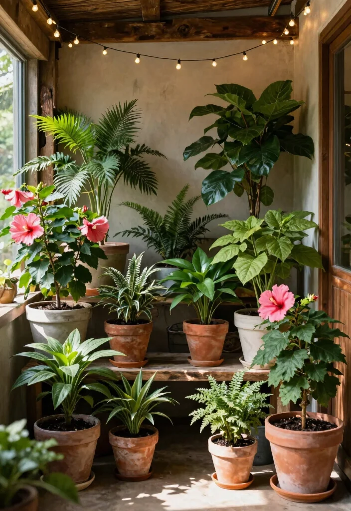 17 Hibiscus Planter Ideas With Tropical Beauty - 12. Garden-Inspired Nooks 1