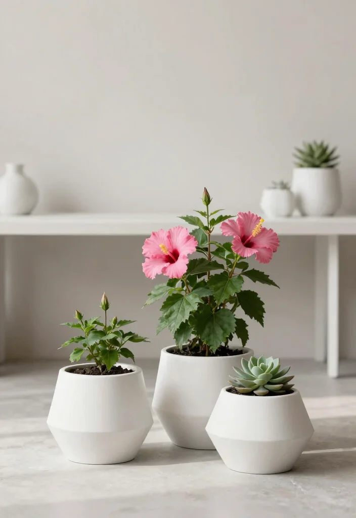 17 Hibiscus Planter Ideas With Tropical Beauty - 5. Modern Minimalist Vibes 1
