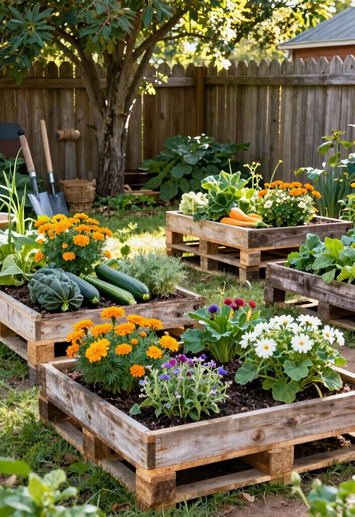 17 Outdoor Elevated Garden Beds Ideas With Smart Layouts - 7. Pallet Garden Beds 1