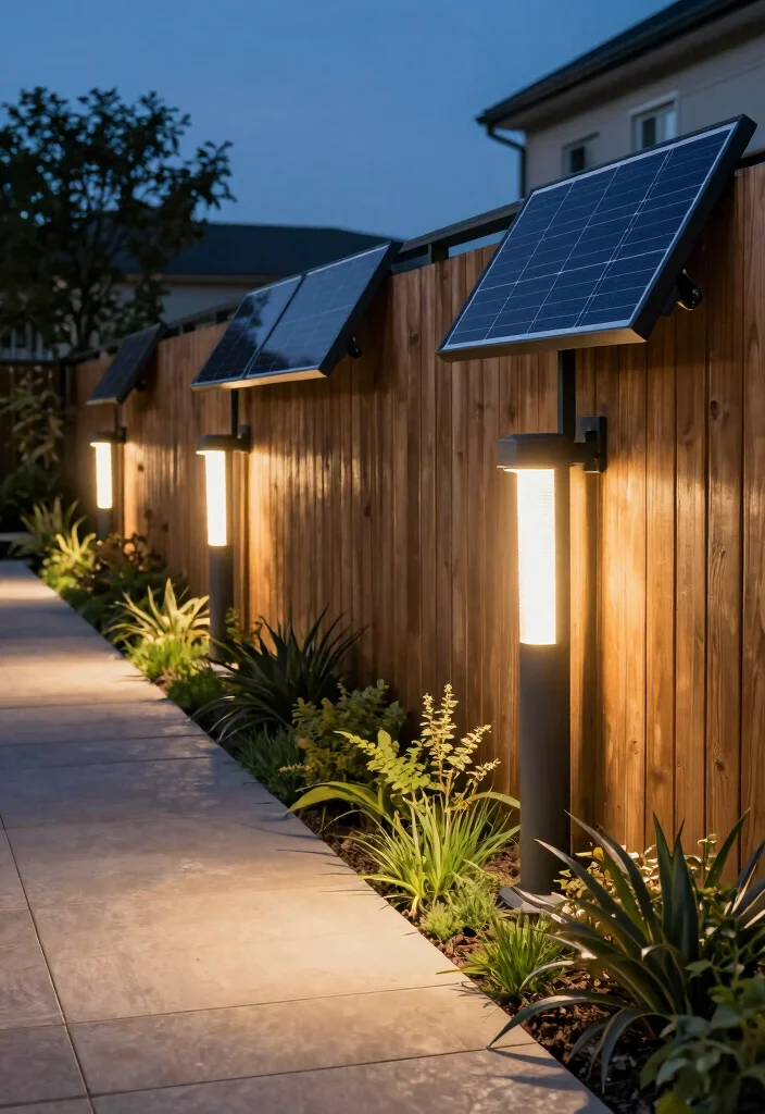 17 Outdoor Fence Lighting Ideas That Glow Beautifully - 15. Integrated Solar Panels 1