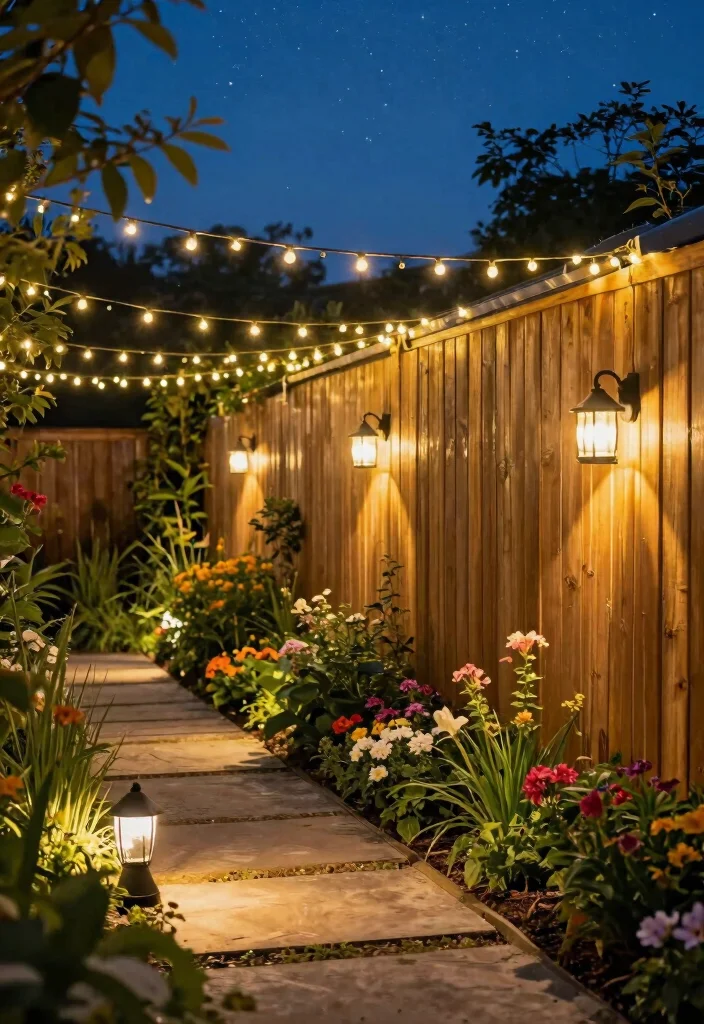 17 Outdoor Fence Lighting Ideas That Glow Beautifully - 17. Combining Lighting Styles 1