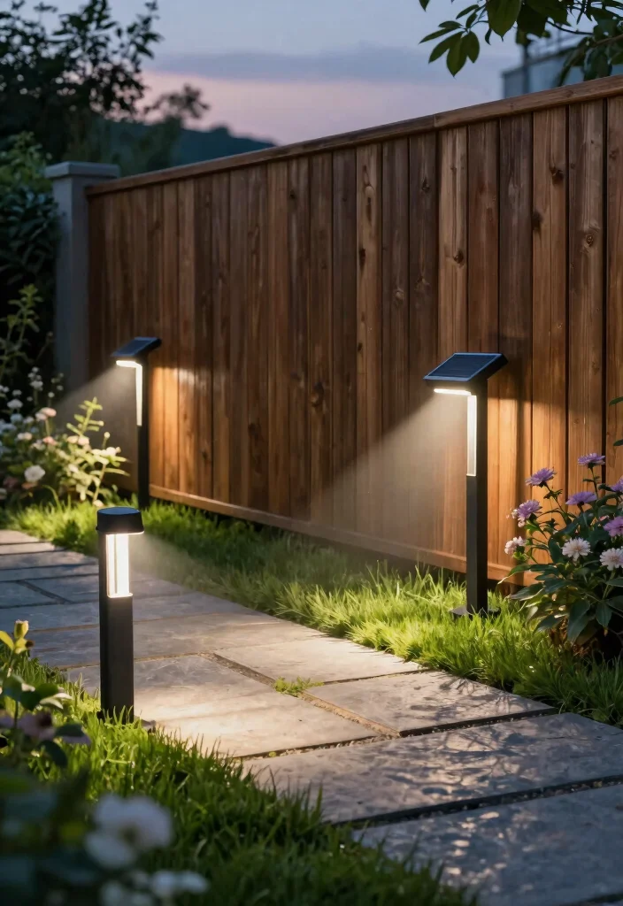 17 Outdoor Fence Lighting Ideas That Glow Beautifully - 2. Sleek Solar Post Lights 1