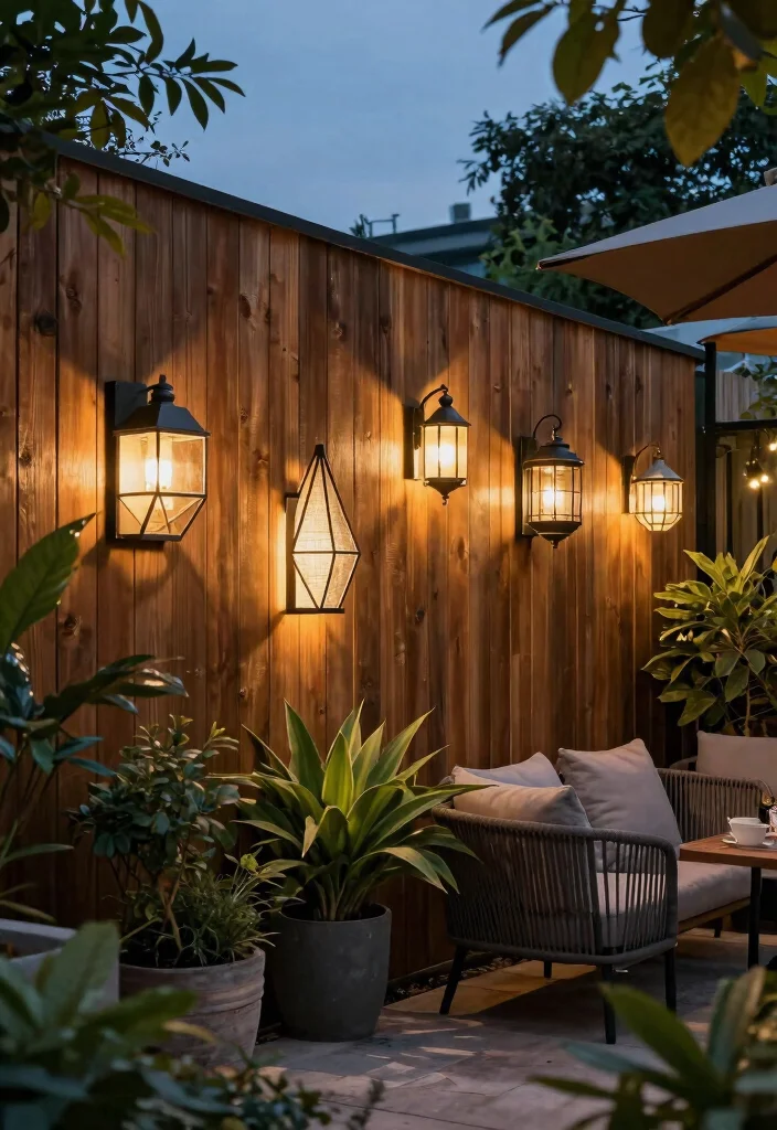 17 Outdoor Fence Lighting Ideas That Glow Beautifully - 6. Wall-Mounted Decorative Fixtures 1