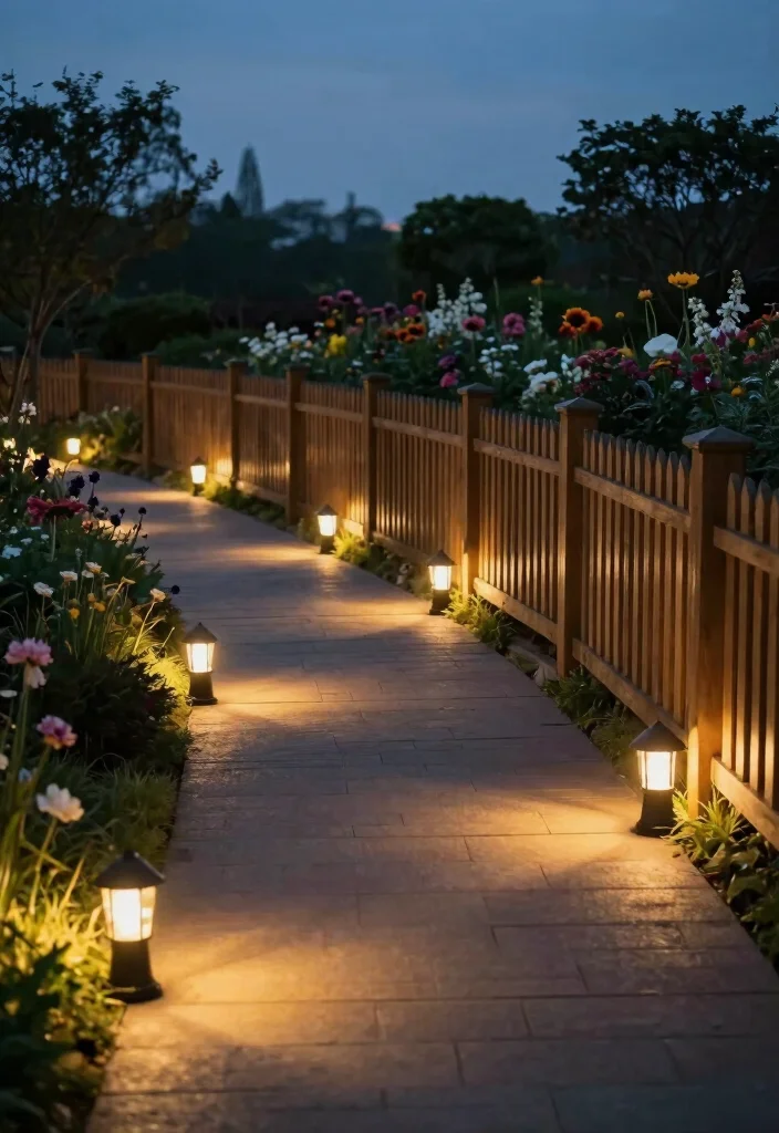 17 Outdoor Fence Lighting Ideas That Glow Beautifully - 7. Pathway Lights Leading to the Fence 1