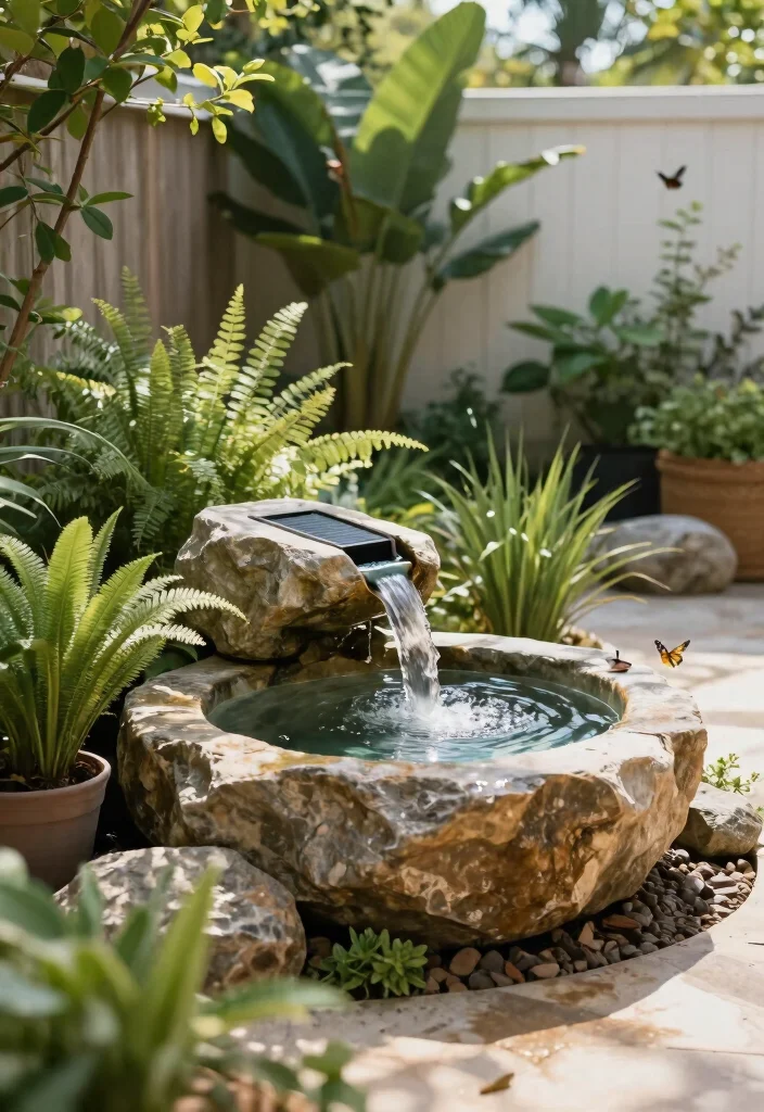 17 Patio Decor Ideas That Create a Cozy Outdoor Space - 11. Sustainable Water Features 1