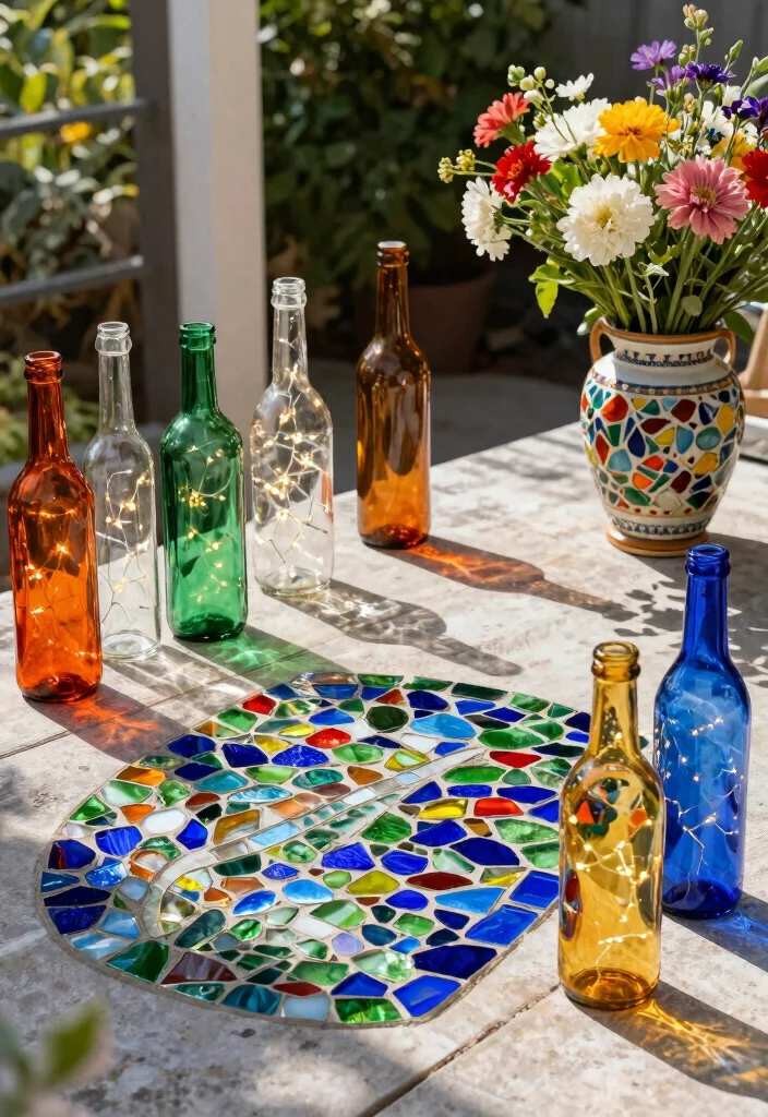 17 Patio Decor Ideas That Create a Cozy Outdoor Space - 12. Recycled Glass Accents 1