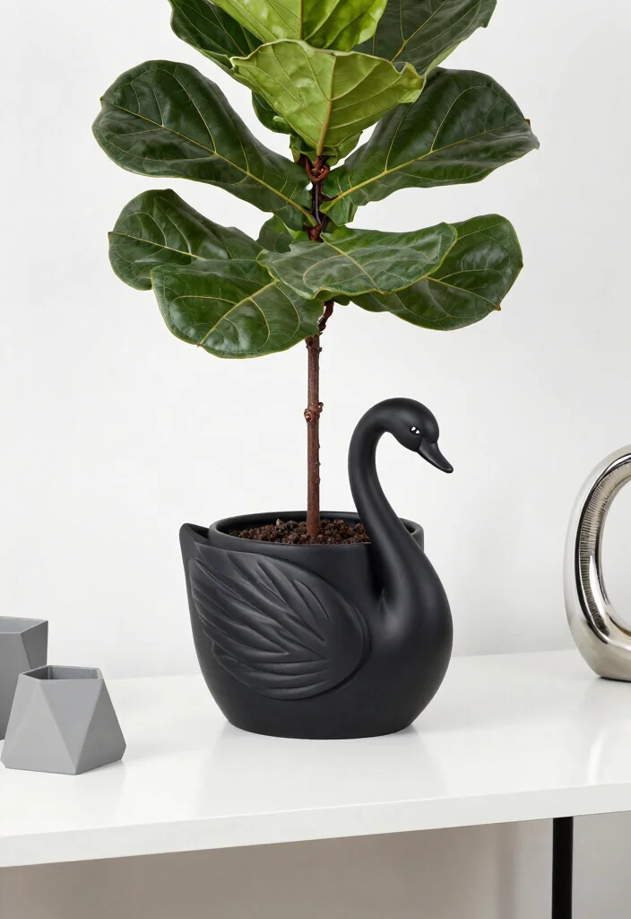 17 Swan Planter Ideas With Whimsical Touch - 10. Minimalist Swan Planters 1