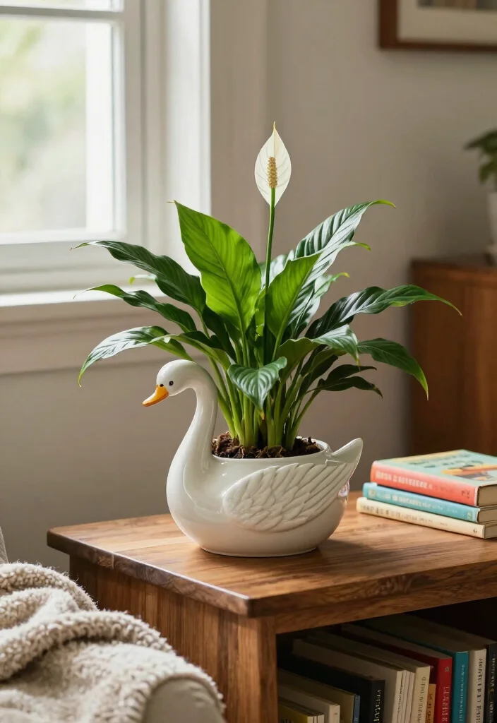 17 Swan Planter Ideas With Whimsical Touch - 13. Swan Planters for Indoor Spaces 1