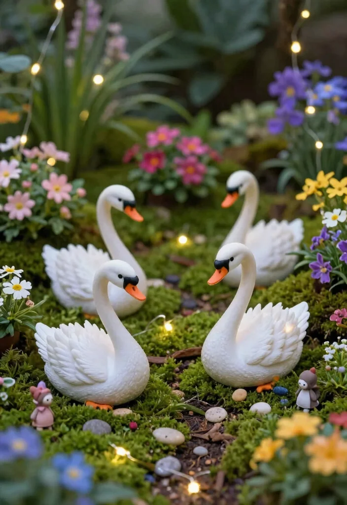 17 Swan Planter Ideas With Whimsical Touch - 8. Fairy Garden Swan Planters 1