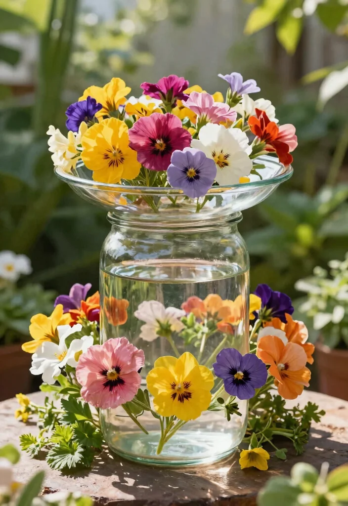 18 Bird Bath Planter Ideas With Unique Garden Charm - 16. Upcycled Glass Jar Bird Bath Planter 1