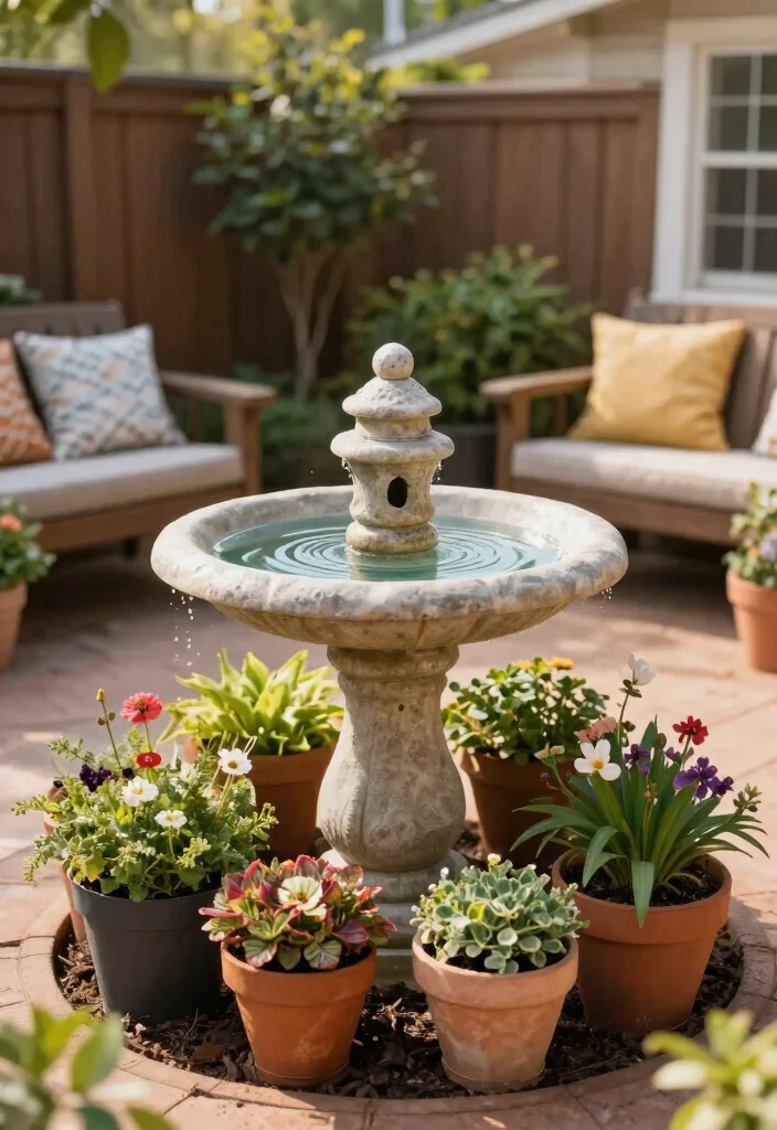 18 Bird Bath Planter Ideas With Unique Garden Charm - 18. Cozy Backyard Bird Bath Planter 1
