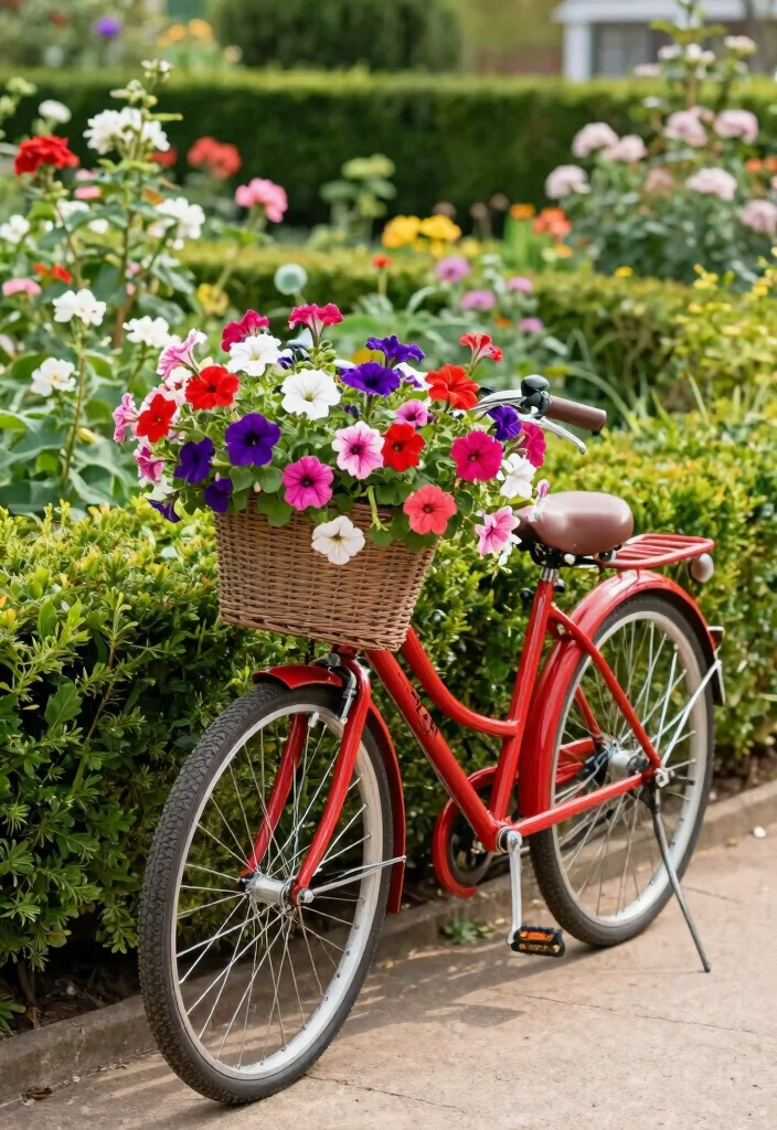 18 Bird Bath Planter Ideas With Unique Garden Charm - 4. Vintage Bicycle Bird Bath Planter 1