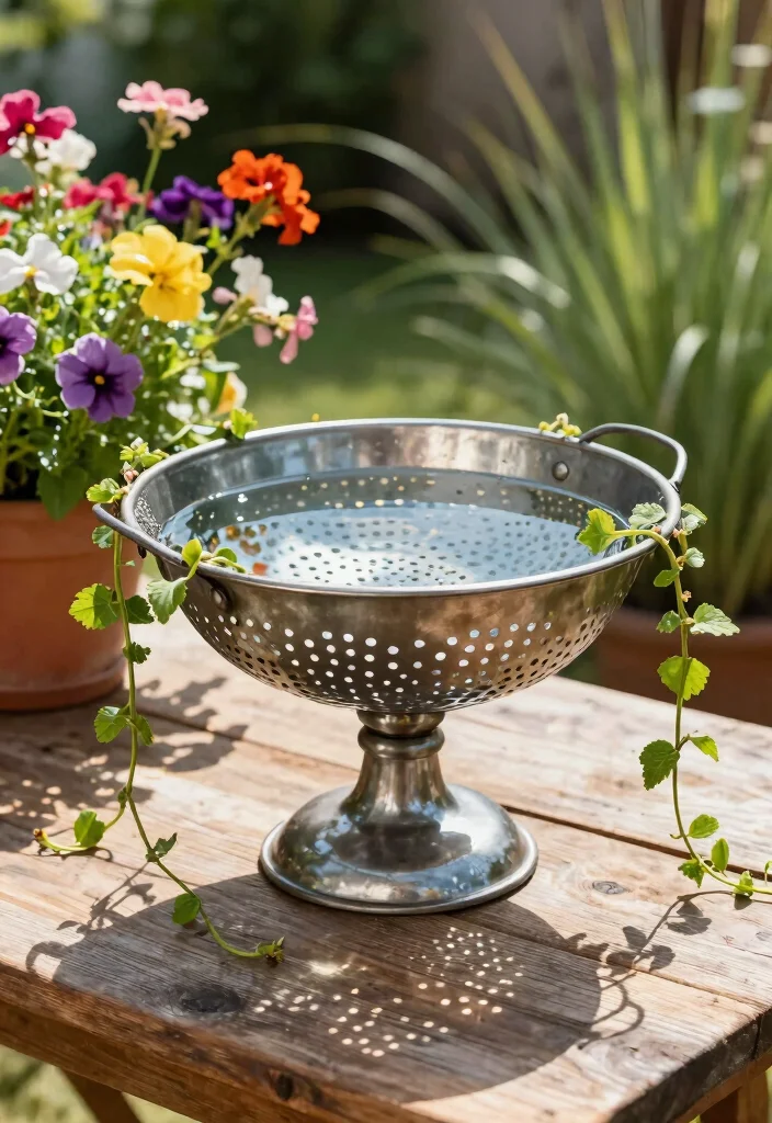 18 Bird Bath Planter Ideas With Unique Garden Charm - 5. Upcycled Metal Bird Bath Planter 1