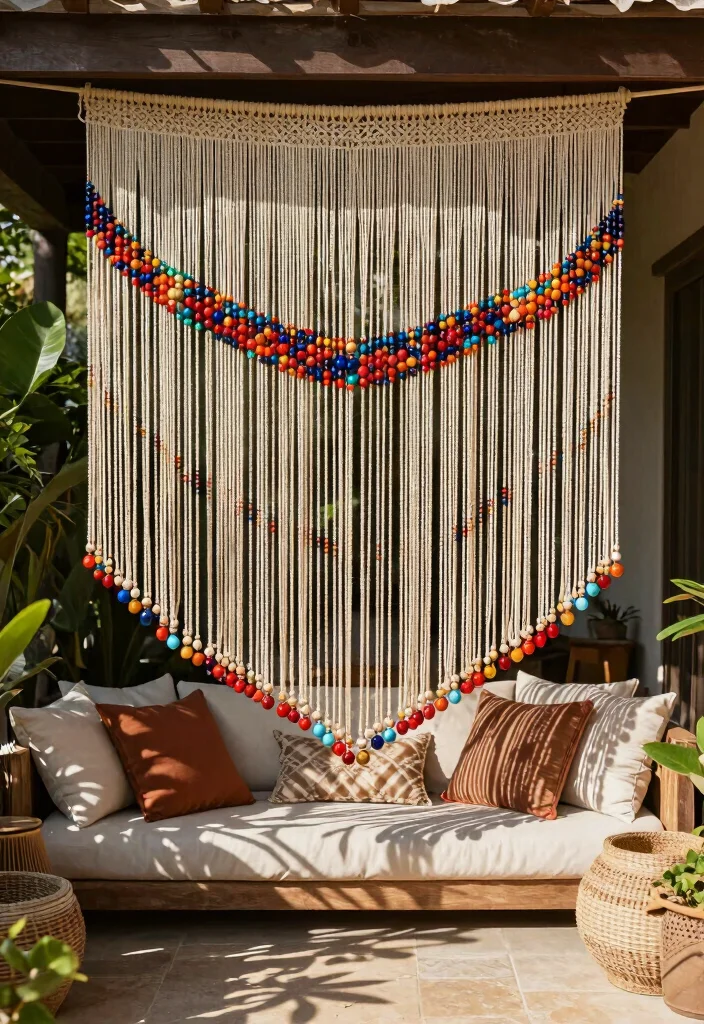 18 Front Porch Awning Ideas That Add Shade & Style - 12. Beaded Curtain Shade 1