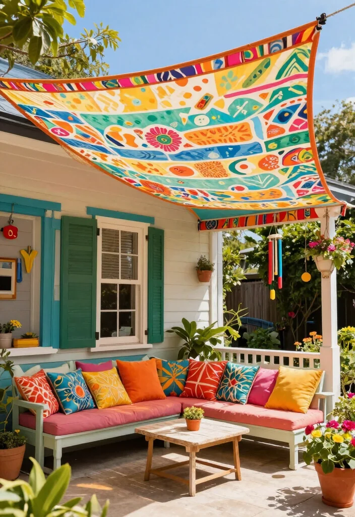 18 Front Porch Awning Ideas That Add Shade & Style - 7. Canvas Tarp Awnings 1