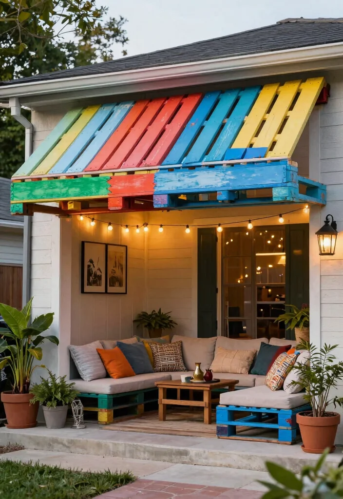 18 Front Porch Awning Ideas That Add Shade & Style - 9. DIY Pallet Awning 1