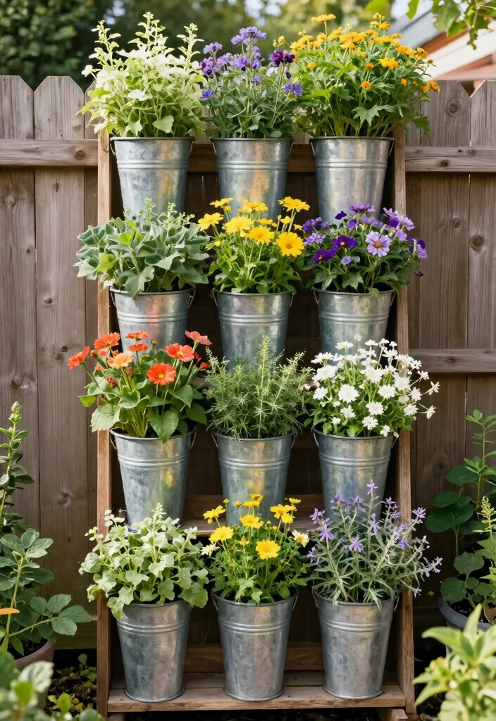 18 Galvanized Tub Planter Ideas With Vintage Farmhouse Style - 10. Vertical Galvanized Planters 1