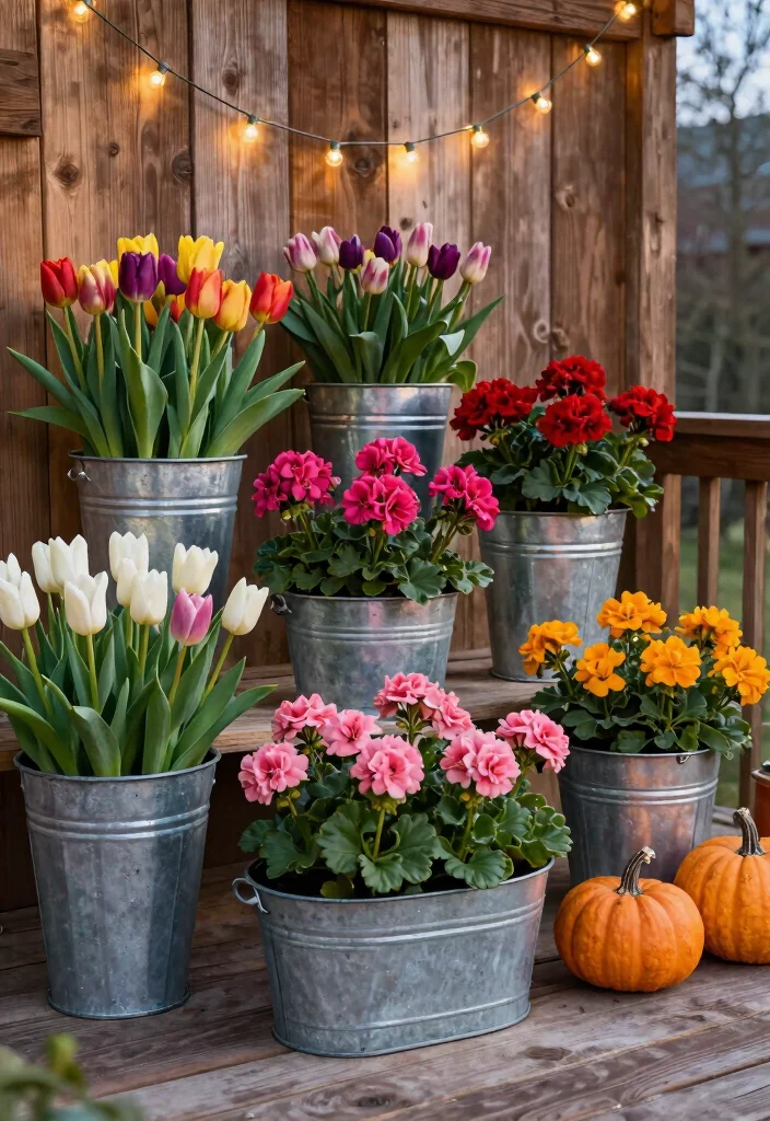 18 Galvanized Tub Planter Ideas With Vintage Farmhouse Style - 11. Seasonal Displays 1