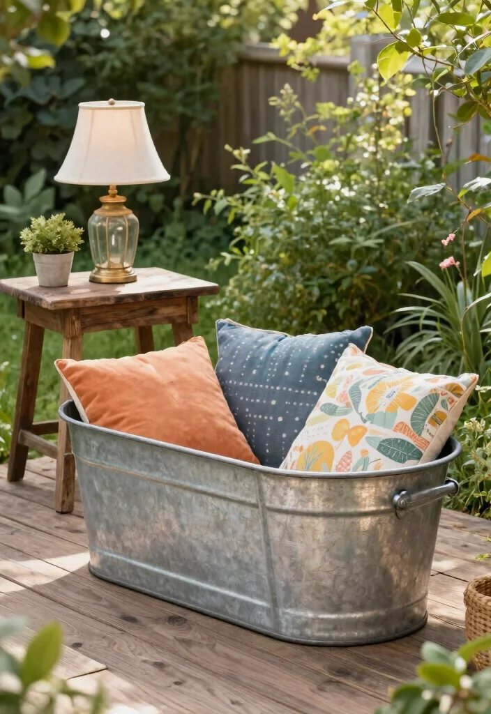 18 Galvanized Tub Planter Ideas With Vintage Farmhouse Style - 12. Farmhouse Style Seating 1
